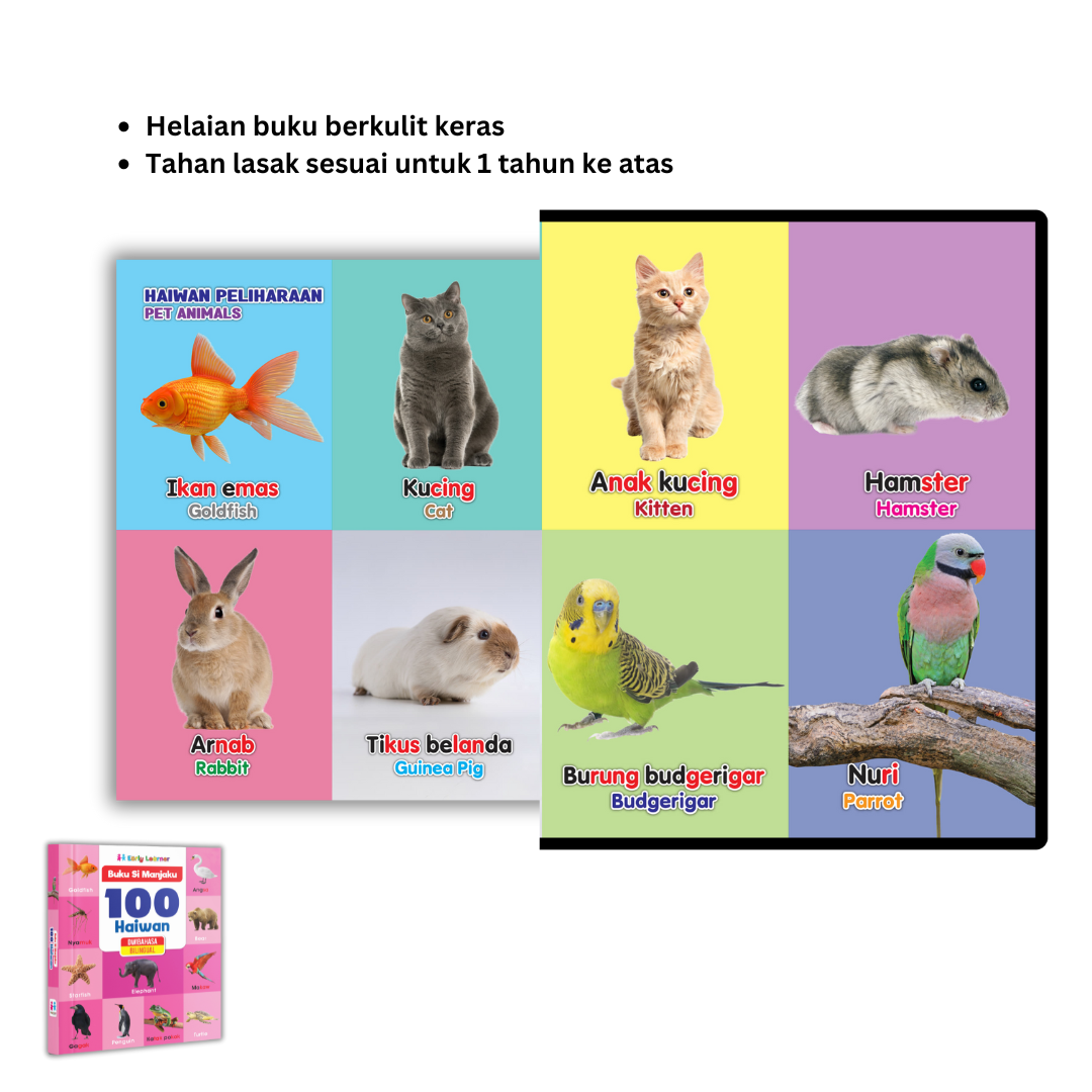 Buku Si Manjaku . 100 Haiwan . Dwibahasa