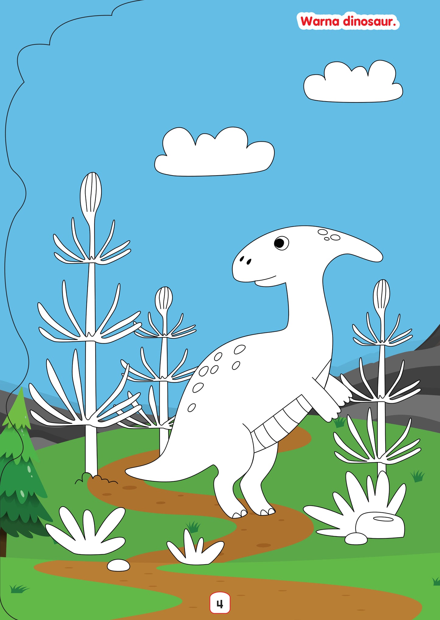 Buku Potongan Bentuk Comel Dinosaur Buku Aktiviti dan Mewarna