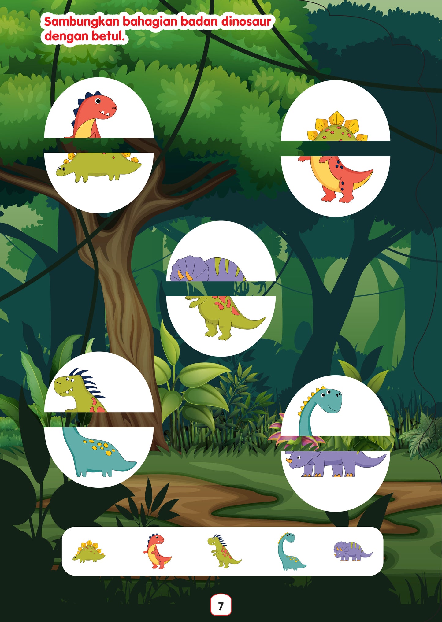 Buku Potongan Bentuk Comel Dinosaur Buku Aktiviti dan Mewarna