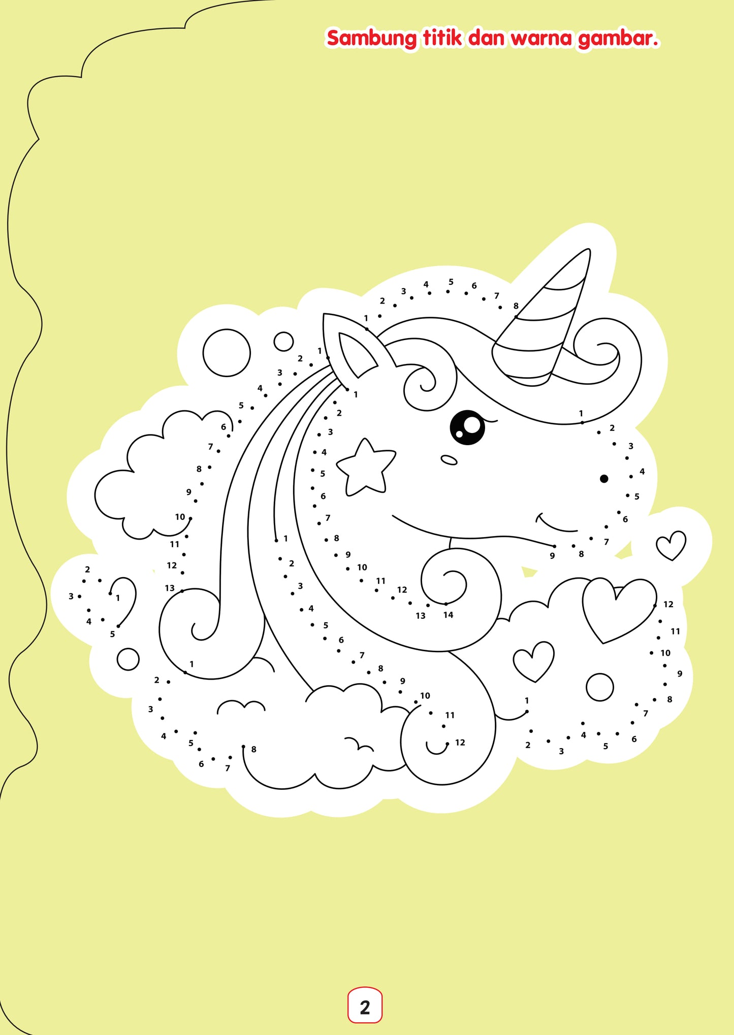 Buku Potongan Bentuk Comel Unicorn Buku Aktiviti dan Mewarna
