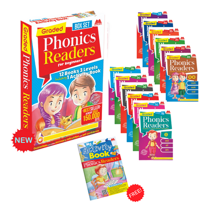 BOX Set Graded Phonics Readers -12 Book 3 Levels
Including 1 Activity Book