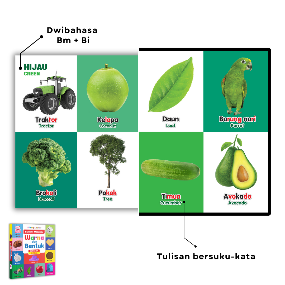 Buku Si Manjaku . Warna Dan Bentuk . Dwibahasa