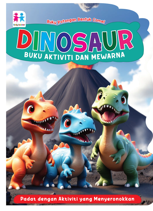 Buku Potongan Bentuk Comel Dinosaur Buku Aktiviti dan Mewarna