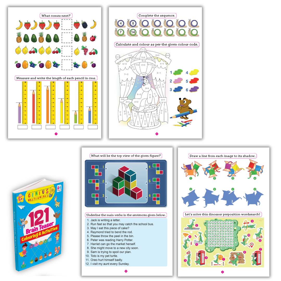 Early Learner - Genius Masterminds 121 Brain Teaser Colouring & Activities