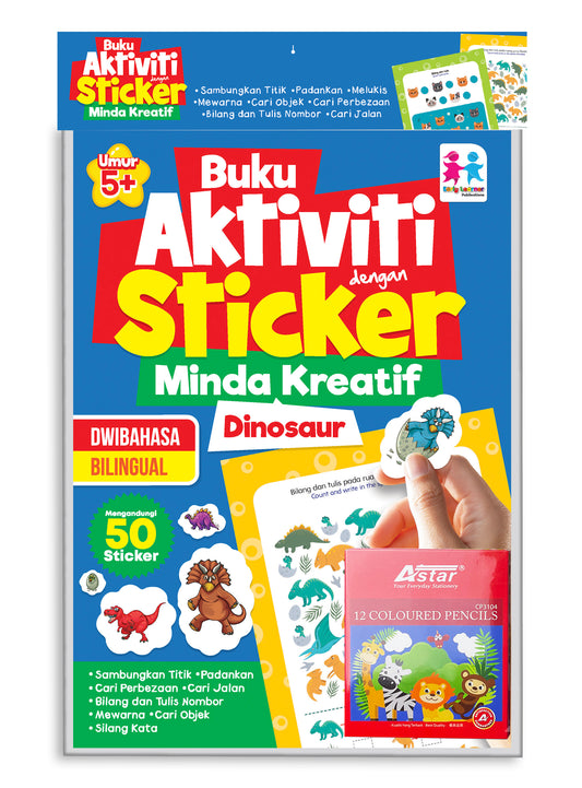 SET Buku Aktiviti dengan Sticker Minda Kreatif- Dinosaur