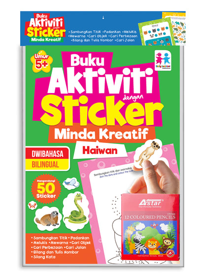 SET Buku Aktiviti dengan Sticker Minda Kreatif - Haiwan