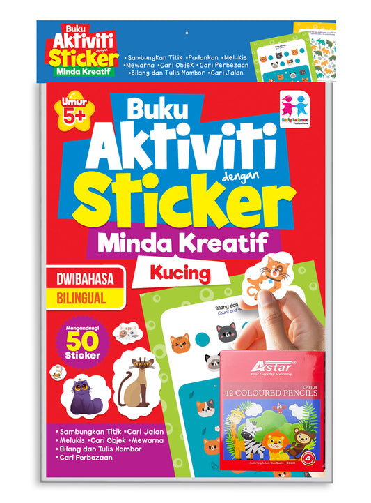 SET Buku Aktiviti dengan Sticker Minda Kreatif- Kucing