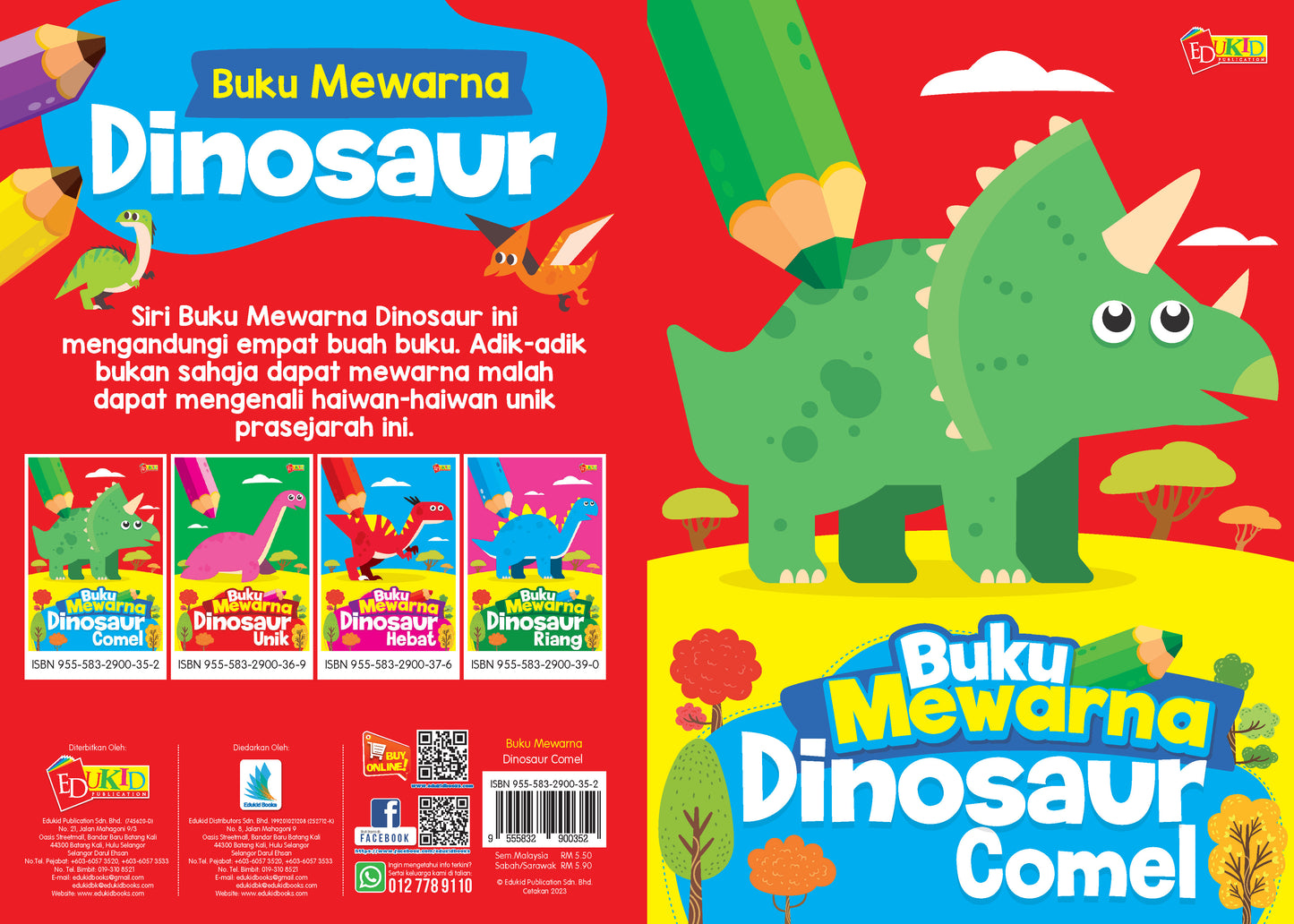 Buku Mewarna Dinosaur Comel