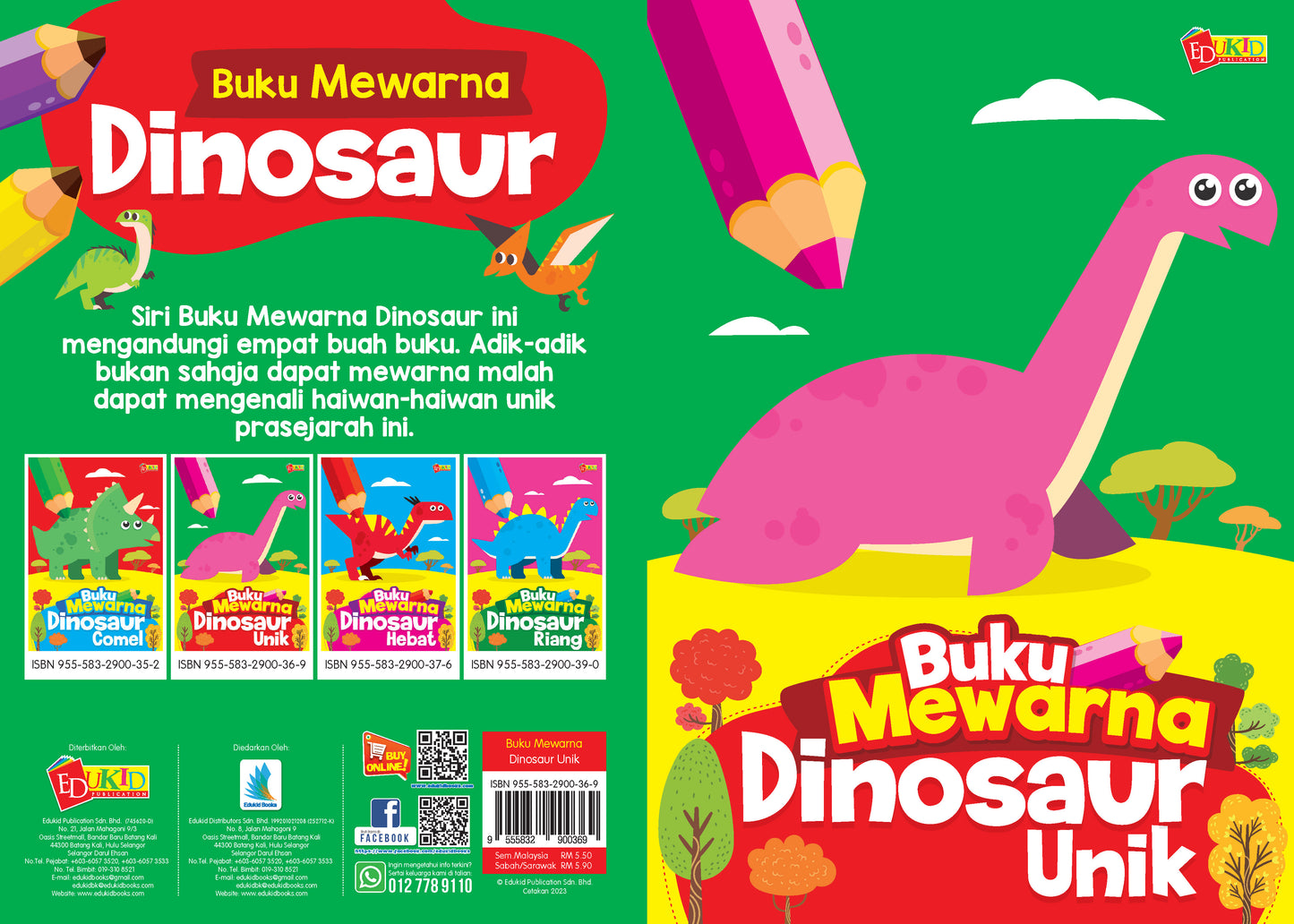 Buku Mewarna Dinosaur Unik