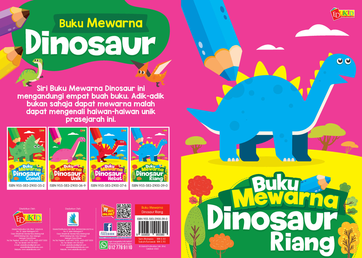 Buku Mewarna Dinosaur Riang