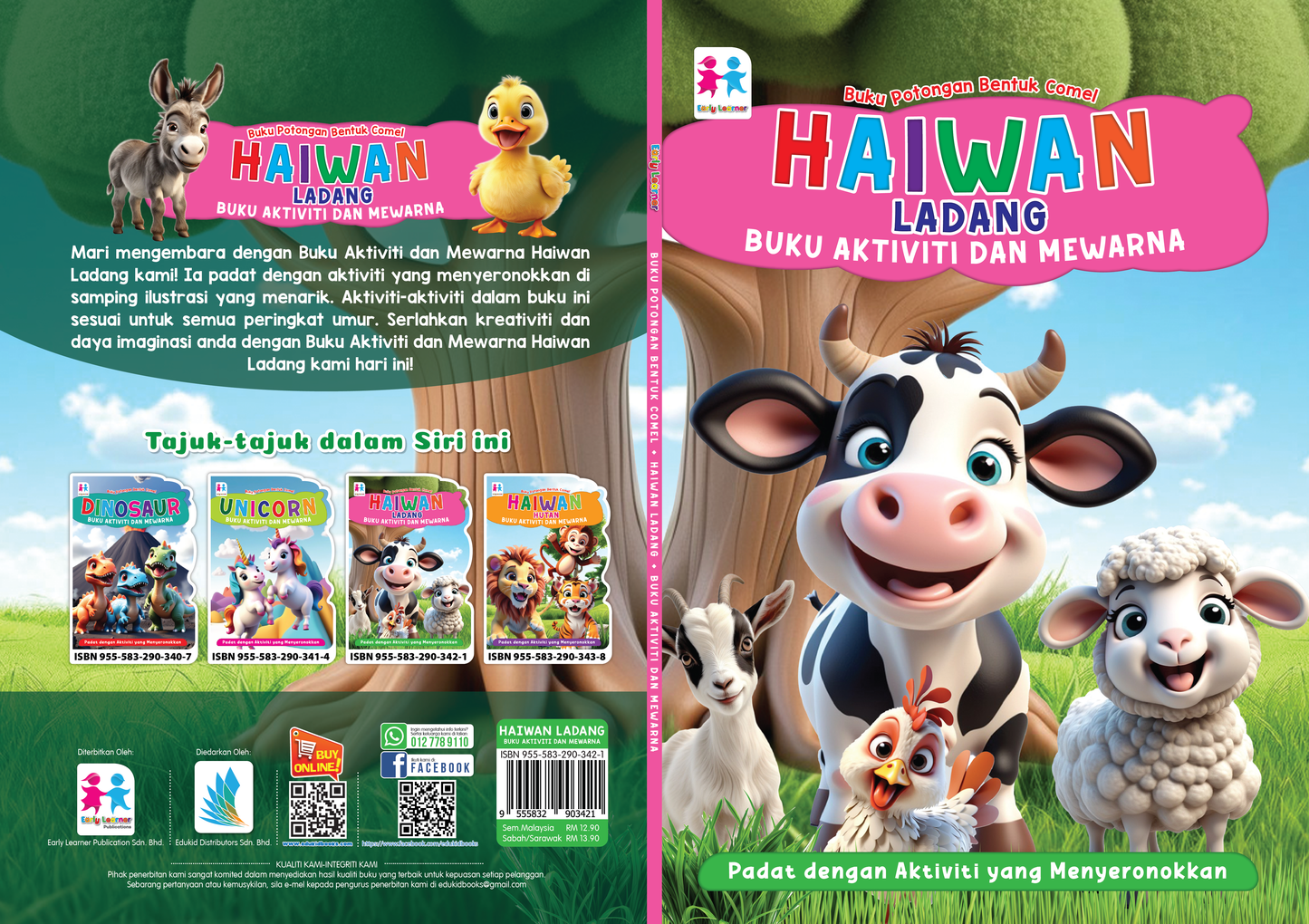 Buku Potongan Bentuk Comel Haiwan Ladang Buku Aktiviti dan Mewarna