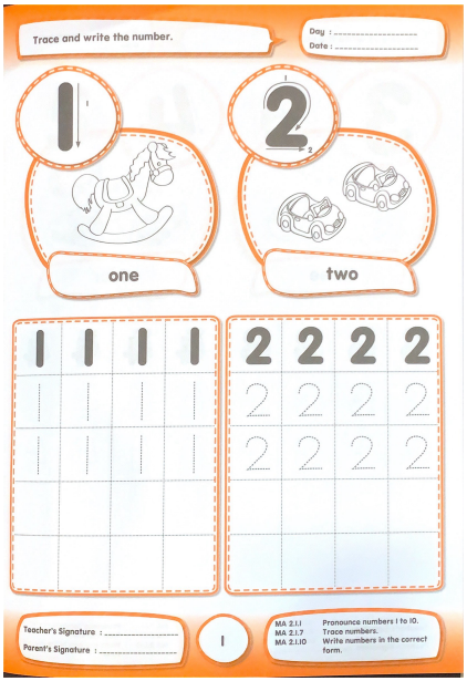 Basic Writing Skill and Colouring Numbers 1-100