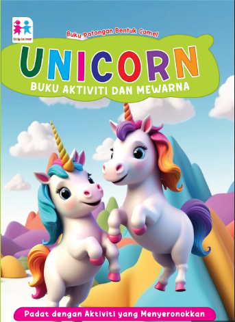 Buku Potongan Bentuk Comel Unicorn Buku Aktiviti dan Mewarna
