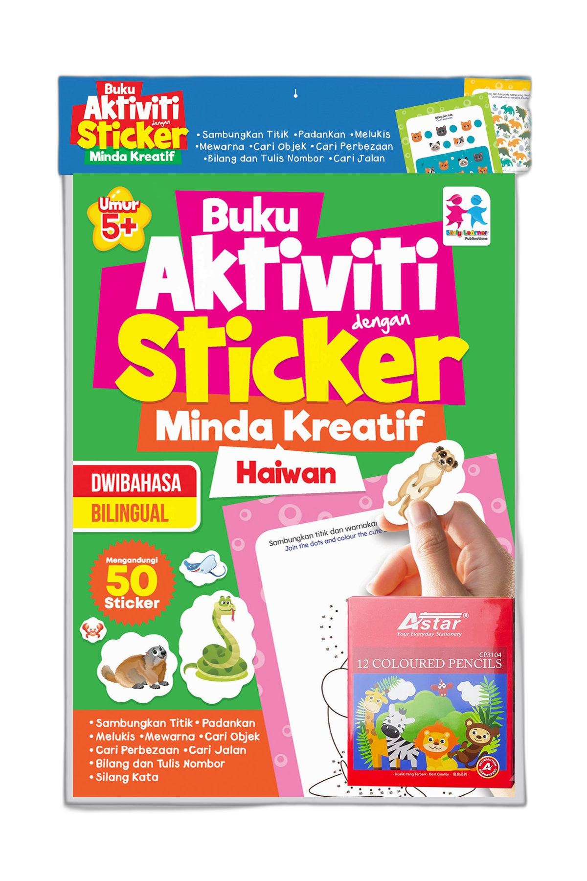 SET Buku Aktiviti dengan Sticker Minda Kreatif - Haiwan