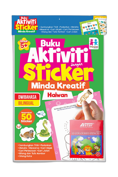 SET Buku Aktiviti dengan Sticker Minda Kreatif - Haiwan