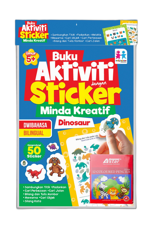 SET Buku Aktiviti dengan Sticker Minda Kreatif- Dinosaur