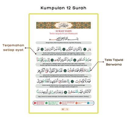 Kumpulan 12 Surah - Bonus Syifa' & Asmaul Husna - Teks Tajwid Berwarna - Berserta Video & Audio - Buku Surah Lengkap - Amalan Surah Harian - Buku Surah Pilihan