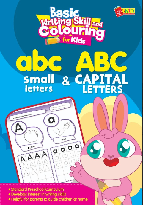Basic Writing Skill and Colouring For Kids abc small Letters & ABC Capital Letters