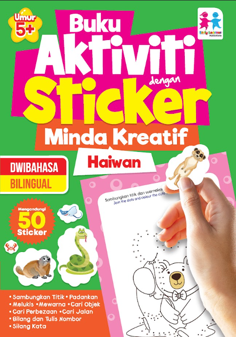 Buku Aktiviti dengan Sticker, Minda Kreatif- Haiwan