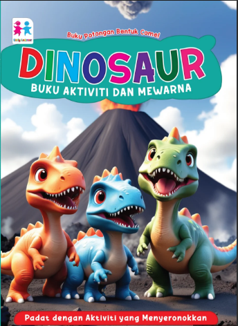 Buku Potongan Bentuk Comel Dinosaur Buku Aktiviti dan Mewarna