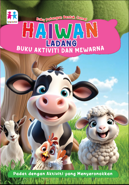 Buku Potongan Bentuk Comel Haiwan Ladang Buku Aktiviti dan Mewarna