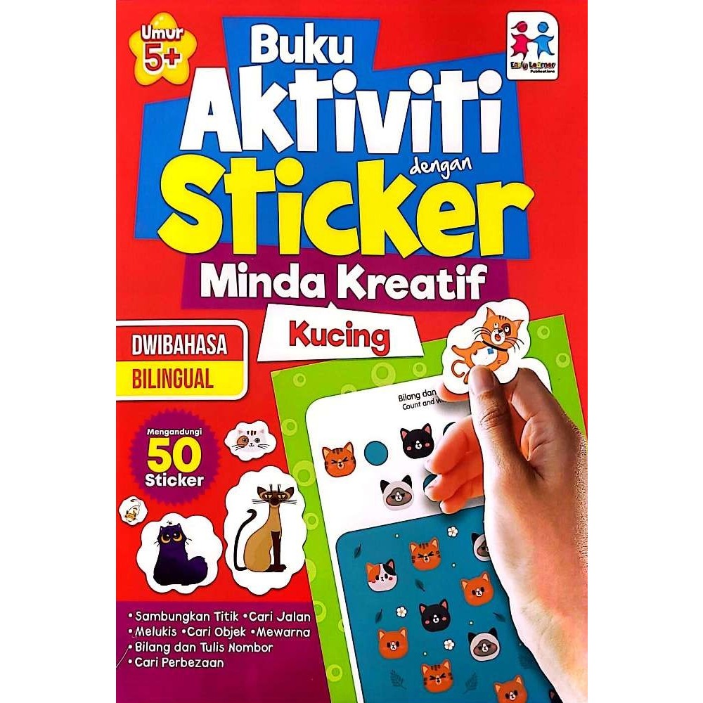 Buku Aktiviti dengan Sticker, Minda Kreatif- Kucing