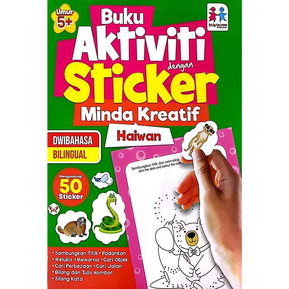 Buku Aktiviti dengan Sticker, Minda Kreatif- Haiwan