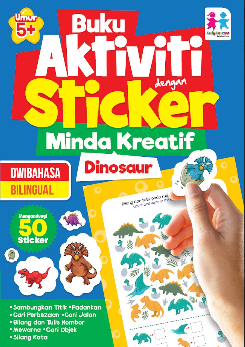 Buku Aktiviti dengan Sticker, Minda Kreatif- Dinosaur